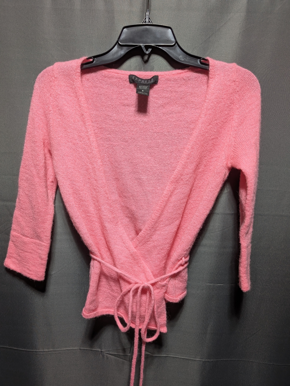 Vintage Express Pink Knit Ballet Wrap Cardigan Sweater Y2K